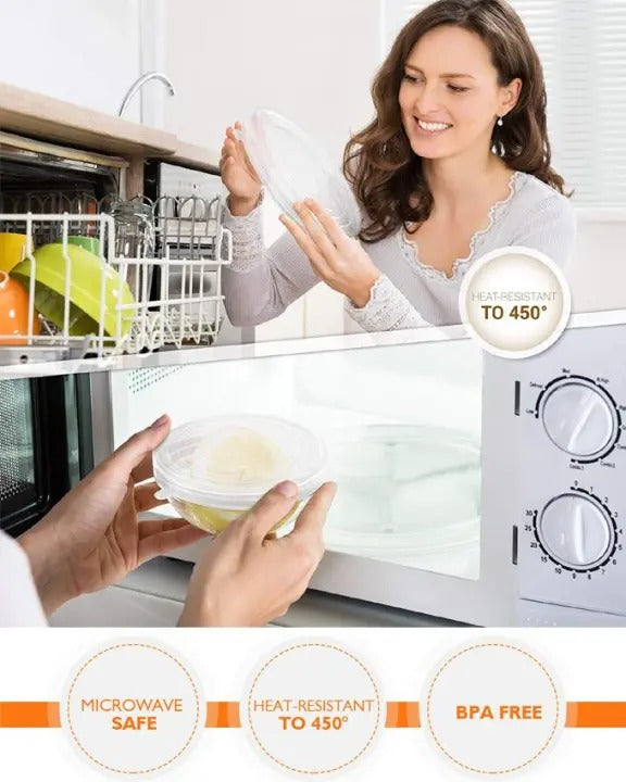 6 Pcs Universal Food Silicone Lids – For Cookware, Bowls & Pots