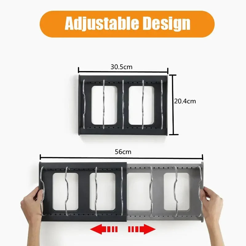 Expandable Cookware Pot Lids Organizer | Stainless Steel Kitchen Pot Organizer