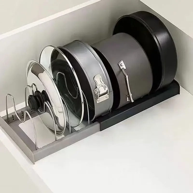Expandable Cookware Pot Lids Organizer | Stainless Steel Kitchen Pot Organizer