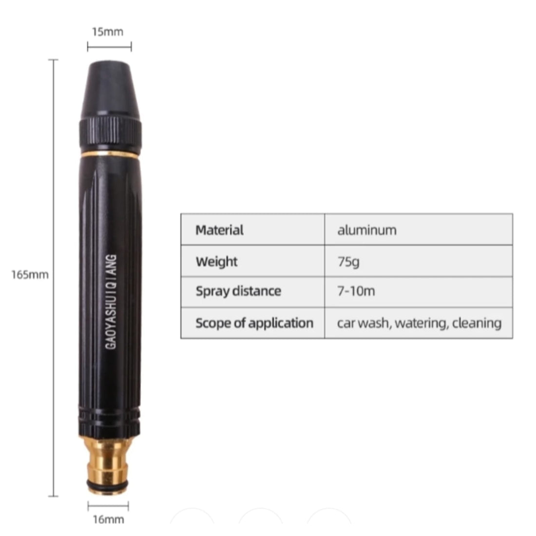 High Pressure Brass Water Spray Nozzle For Car Wash, Gardening & Home Cleaning